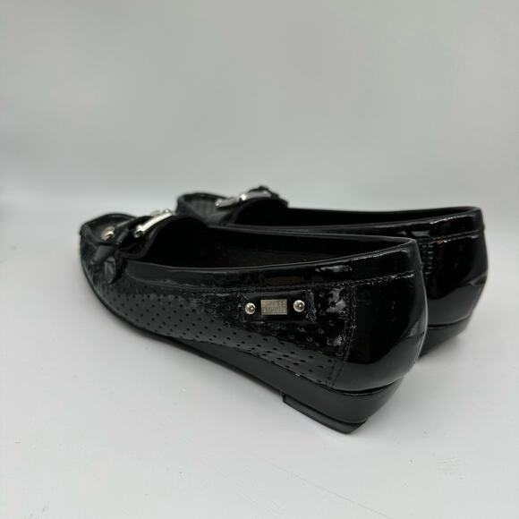 Stuart Weitzman Black Patent Leather Loafers Flats Front Buckle Womens Size 4M - Picture 6 of 16